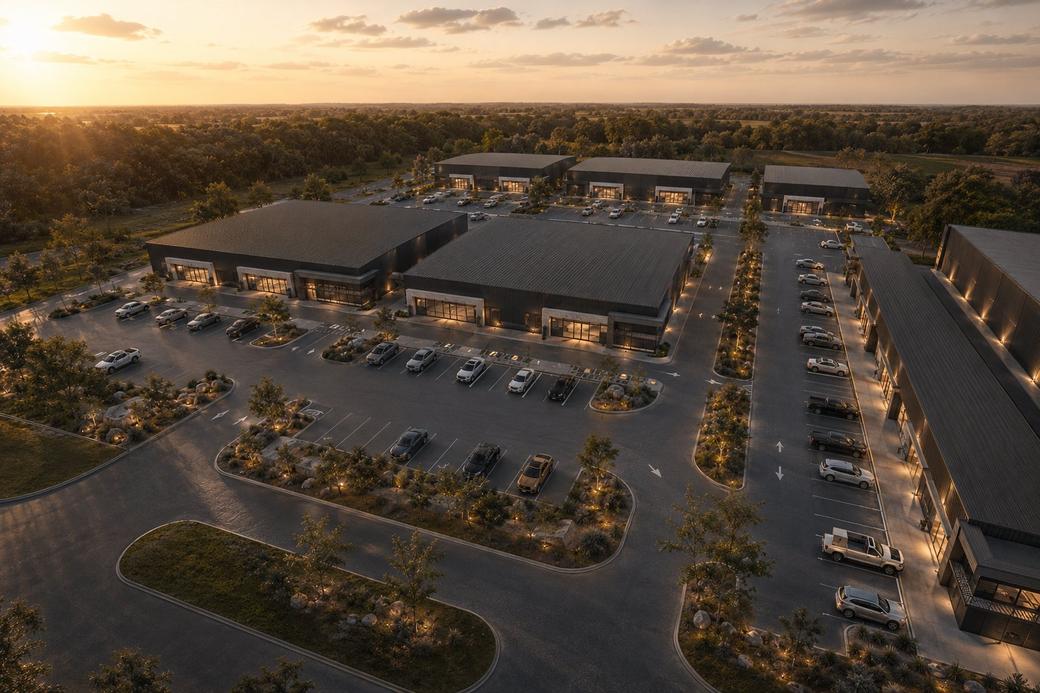 THEEBE business district aerial render