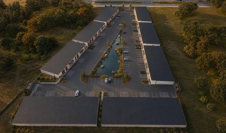 Industrial park aerial render
